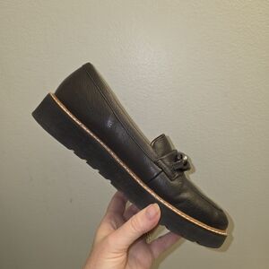 Naturalizer Black Leather Loafers with Black Accent